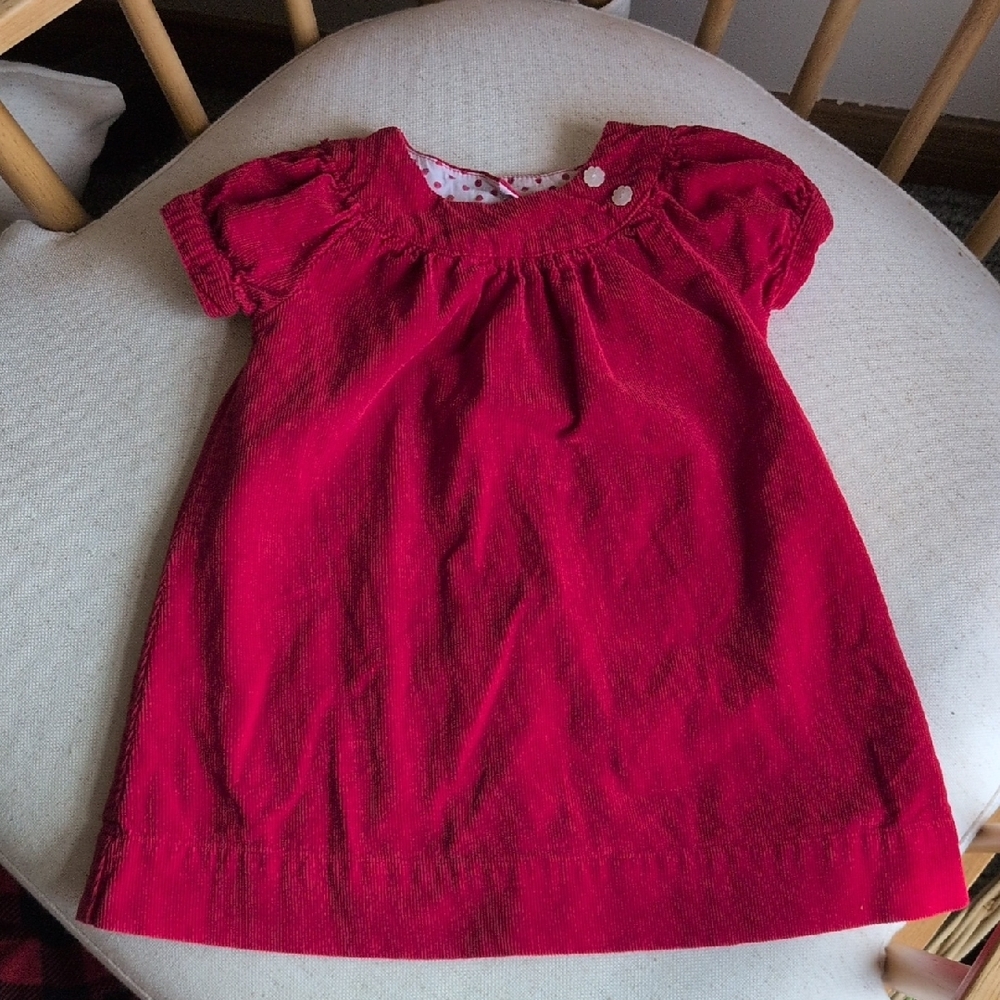 Red Baby Dress with Button Detail